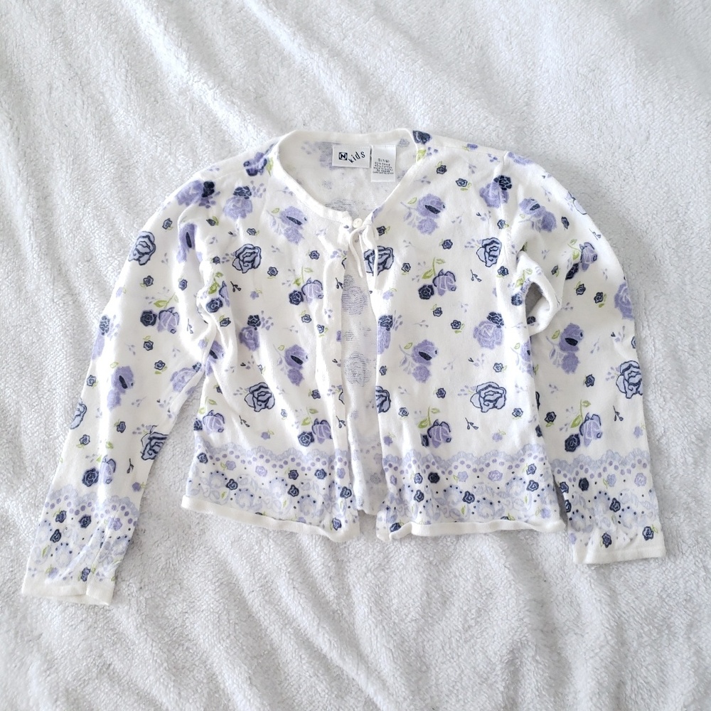 Old Navy Floral Rose Knit Cardigan size S 7/8